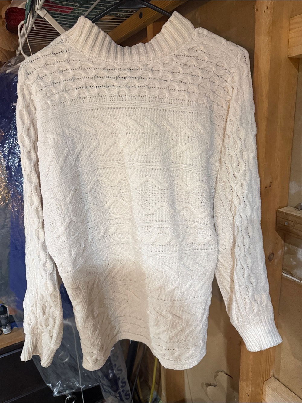 Adrienne Vittadini Cream Cable Turtleneck Sweater